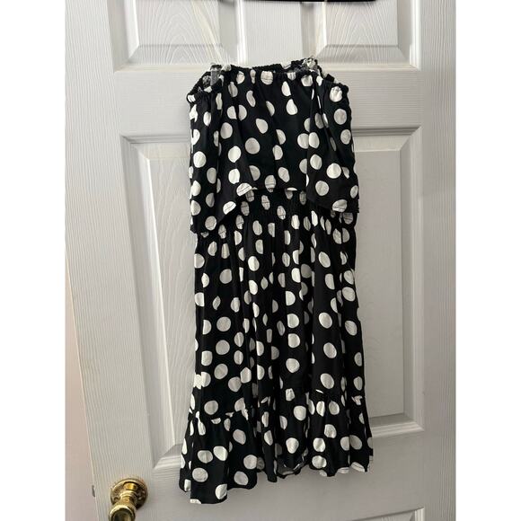 Black and White Polka Dot Strapless Dress By Xhilaration Size Medium - Picture 2 of 5